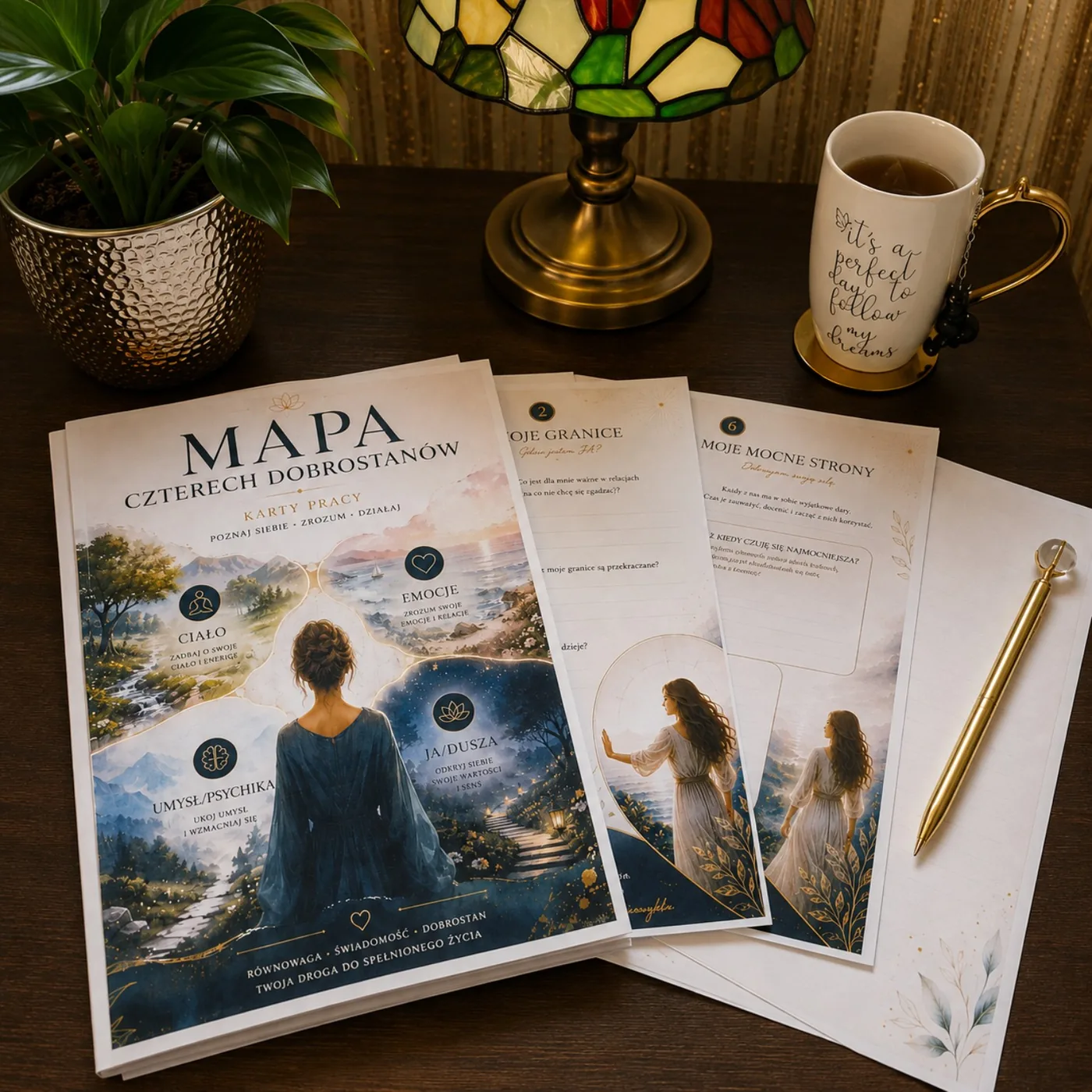 Mapa Czterech Dobrostanów – karty pracy do samodzielnego rozwoju, 40 stron w formacie PDF